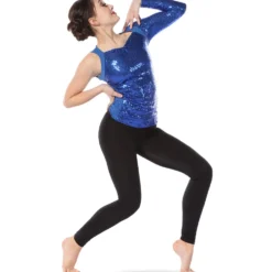 Asymmetrical Long Sleeve Sequin Top