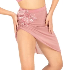 Asymmetrical Mesh Skirt With Attached High Waist Brief