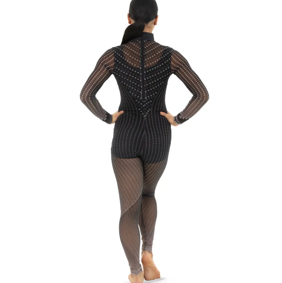 Black Studs Mesh Unitard