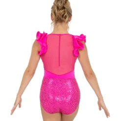 Fancy Ruffle Sleeve Sequin Leotard