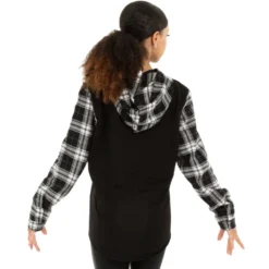 Long Sleeve Hooded Plaid Shirt
