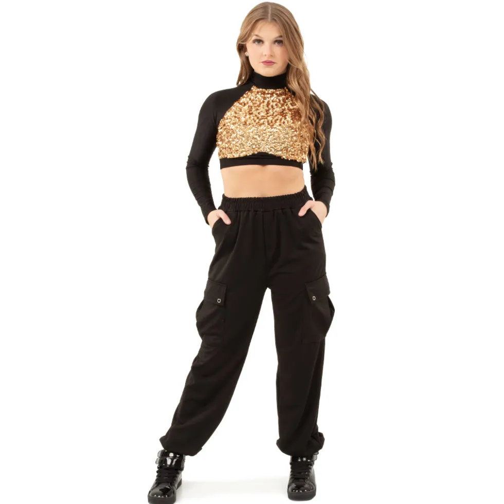 Long Sleeve Sequin Performance Crop Top