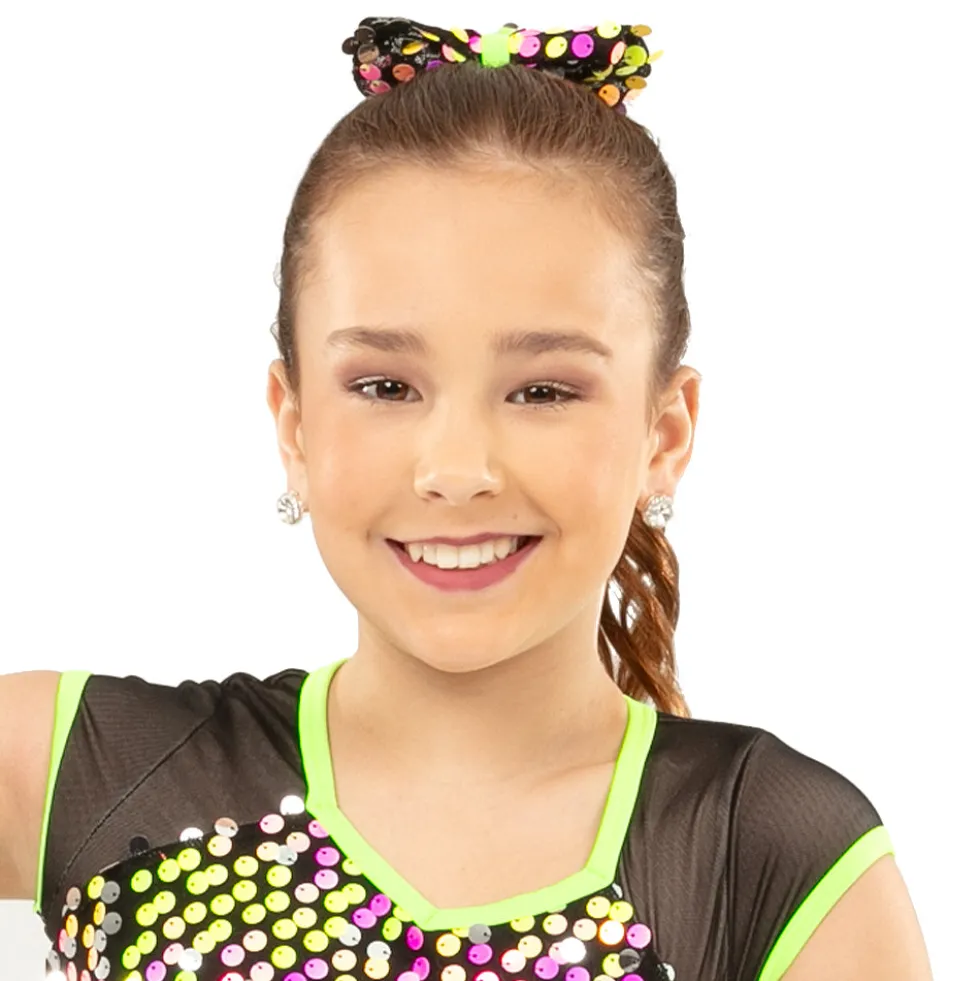 Multicolor Neon Sequin Bow
