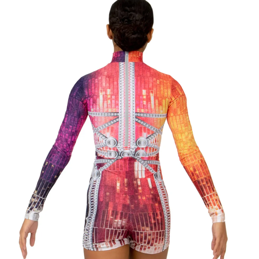Ombre Matrix Long Sleeve Biketard