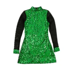 Sequin Long Mesh Sleeve Tunic Dress