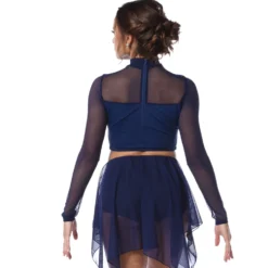 Sequin Long Sleeve Mesh Crop Top
