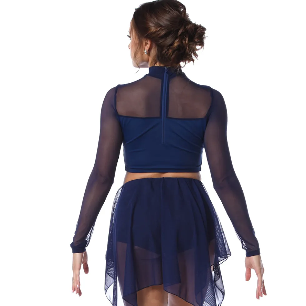Sequin Long Sleeve Mesh Crop Top