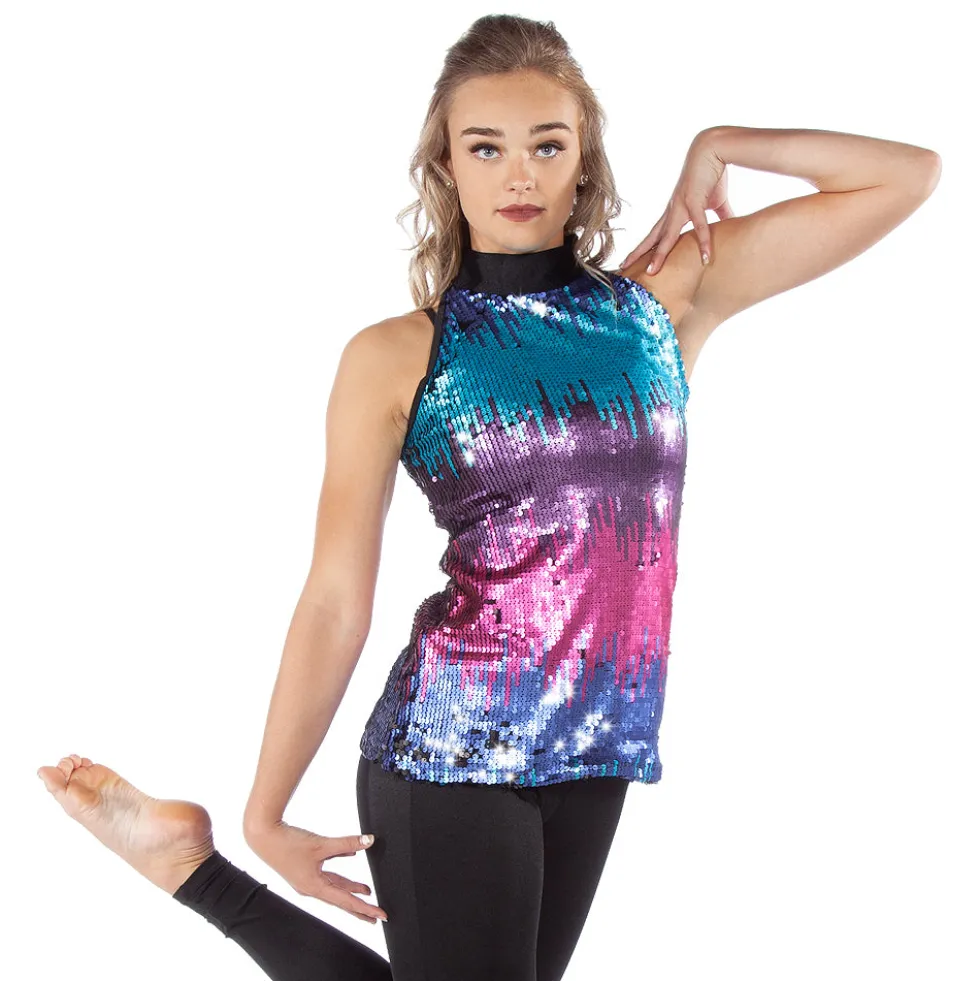 Sequin Mockneck Tunic Tank