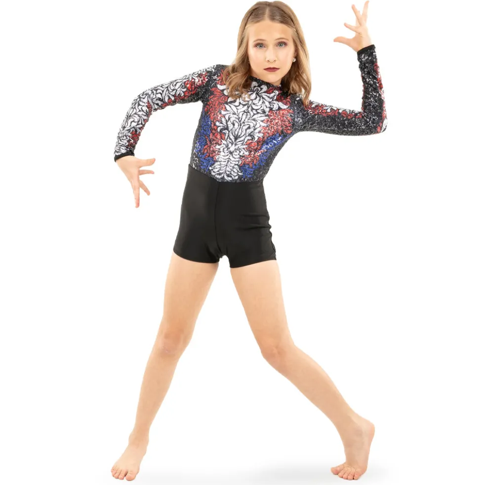 Youth Floral Sequin Biketard