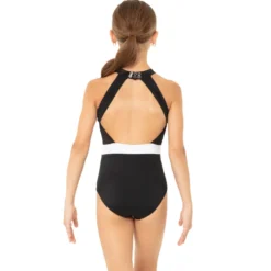 Youth Halter Cut Out Mesh Open Back Leotard
