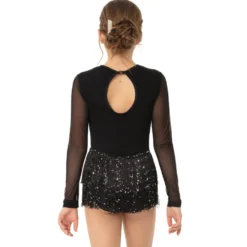 Youth Long Sleeve Sequin Mesh Fringe Leotard