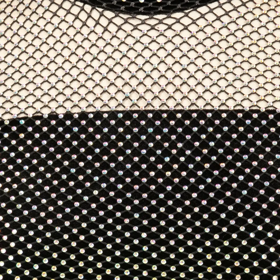 Youth Rhinestone Mesh Velvet Biketard